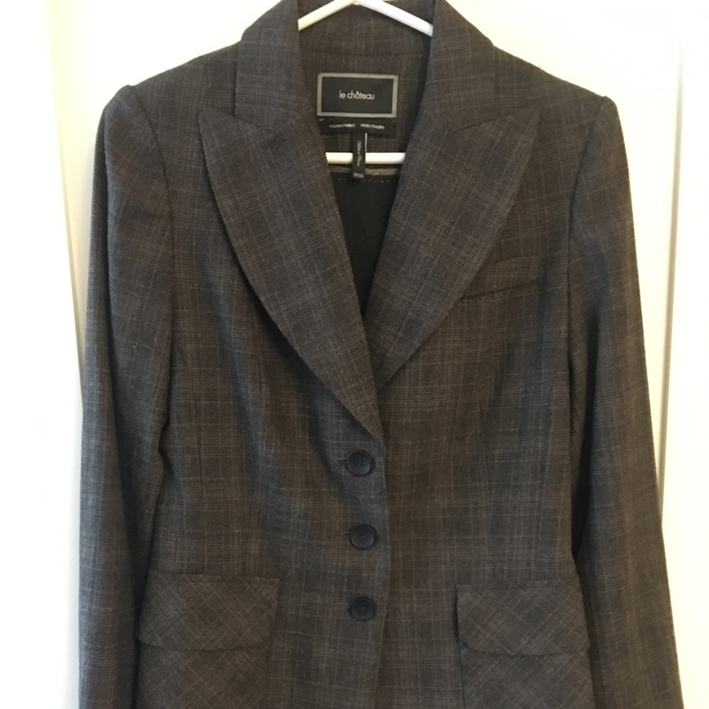 Windowpane checkered Wool blend blazer